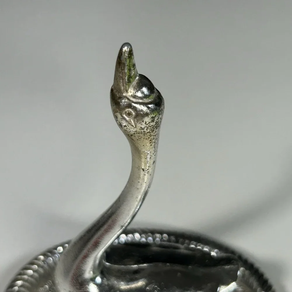 Vintage Swan Silver Plated Ring Holder Trinket Tray Hong Kong READ